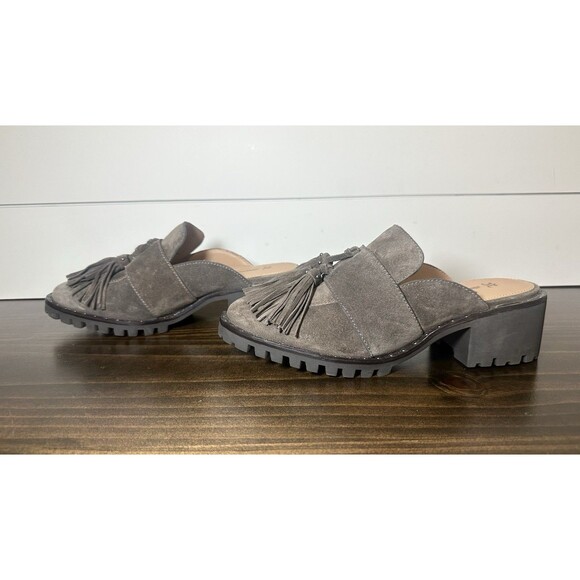 Johnston & Murphy Alice Fringe Gray Suede Heel‎ Mule Shoes Women's 6 - Picture 2 of 11
